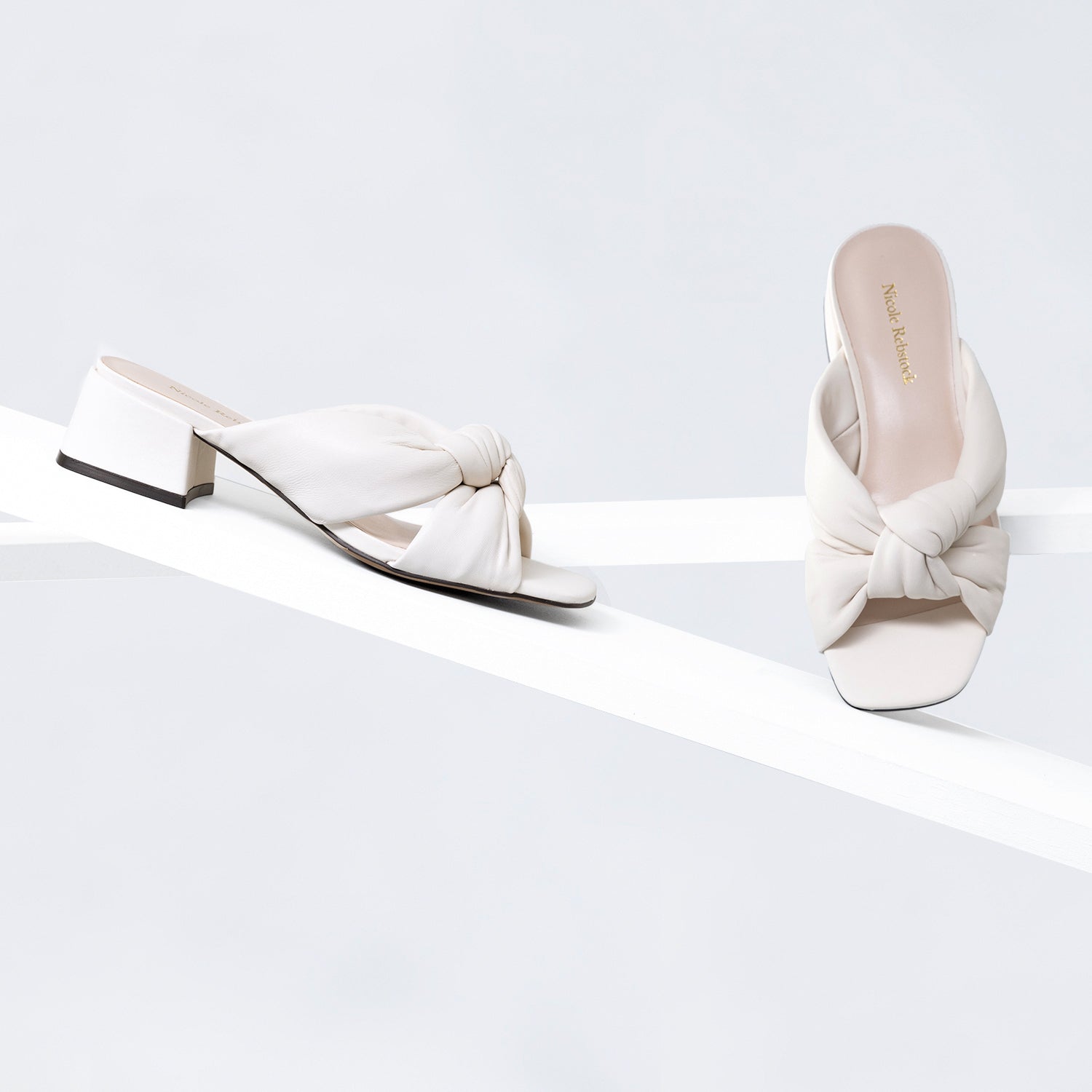 Adele Mule Sandal | Ivory leather