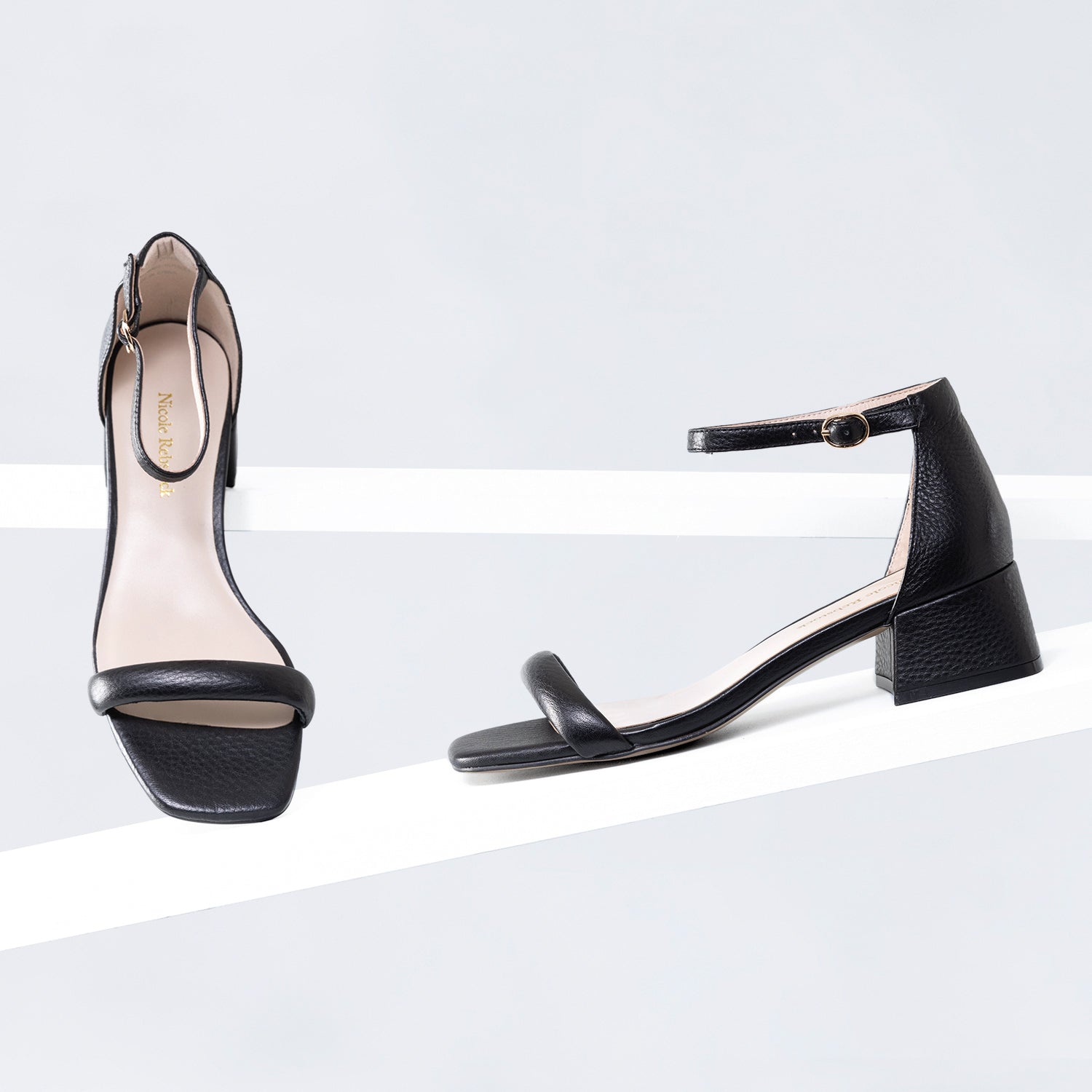 Aimee Sandal 40mm | Black pebble