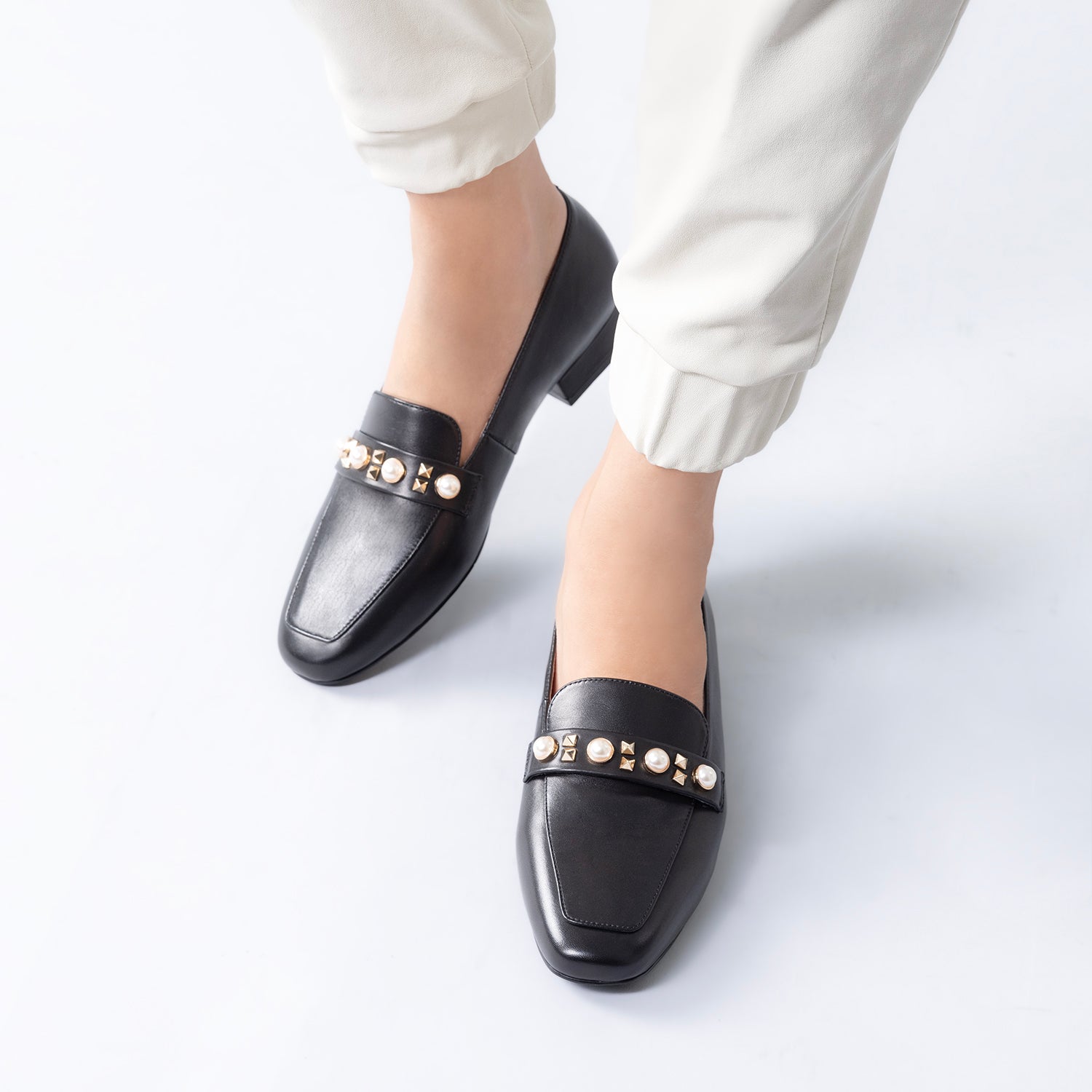 Alixa Loafer 25mm | Black leather