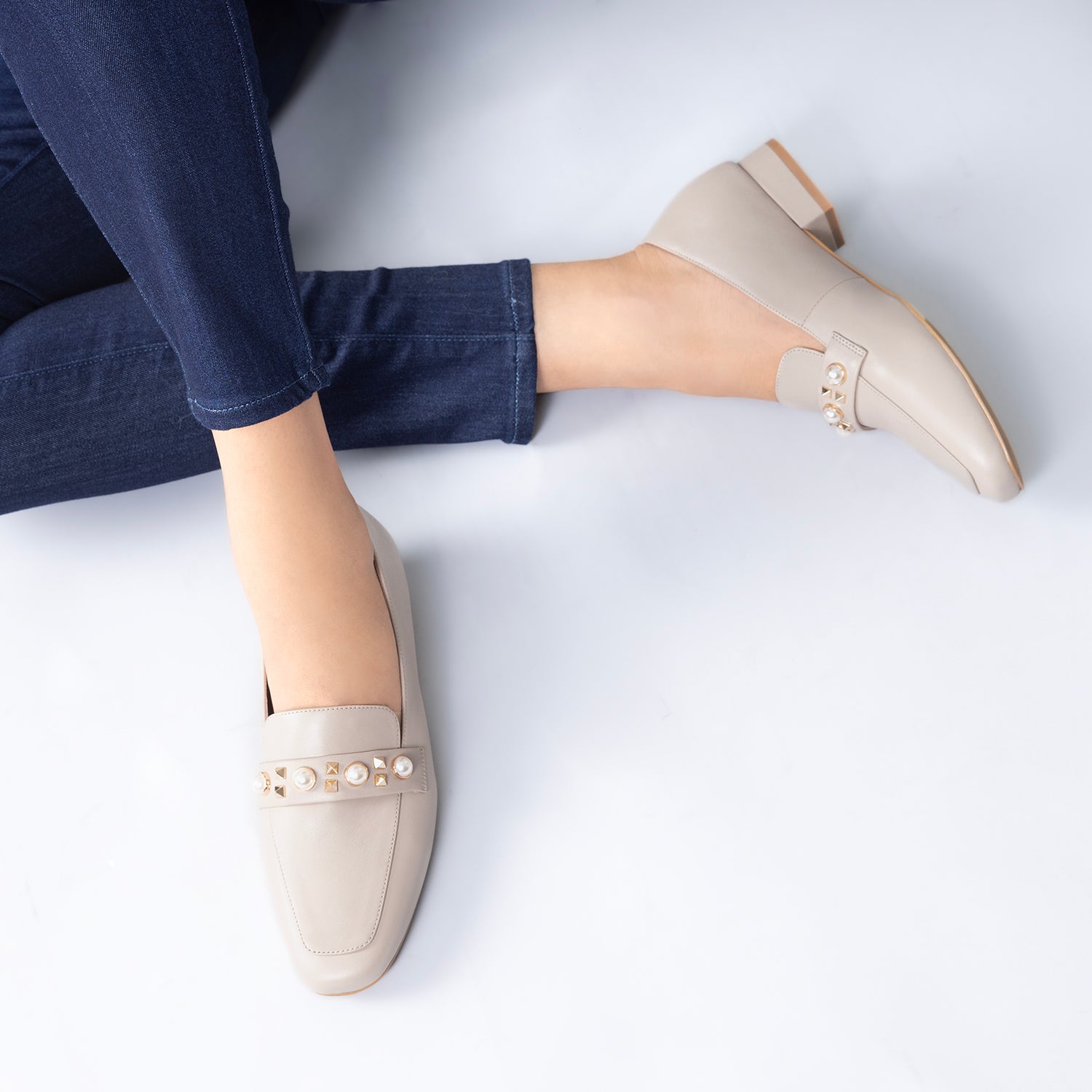 Alixa Loafer 25mm | Nude leather