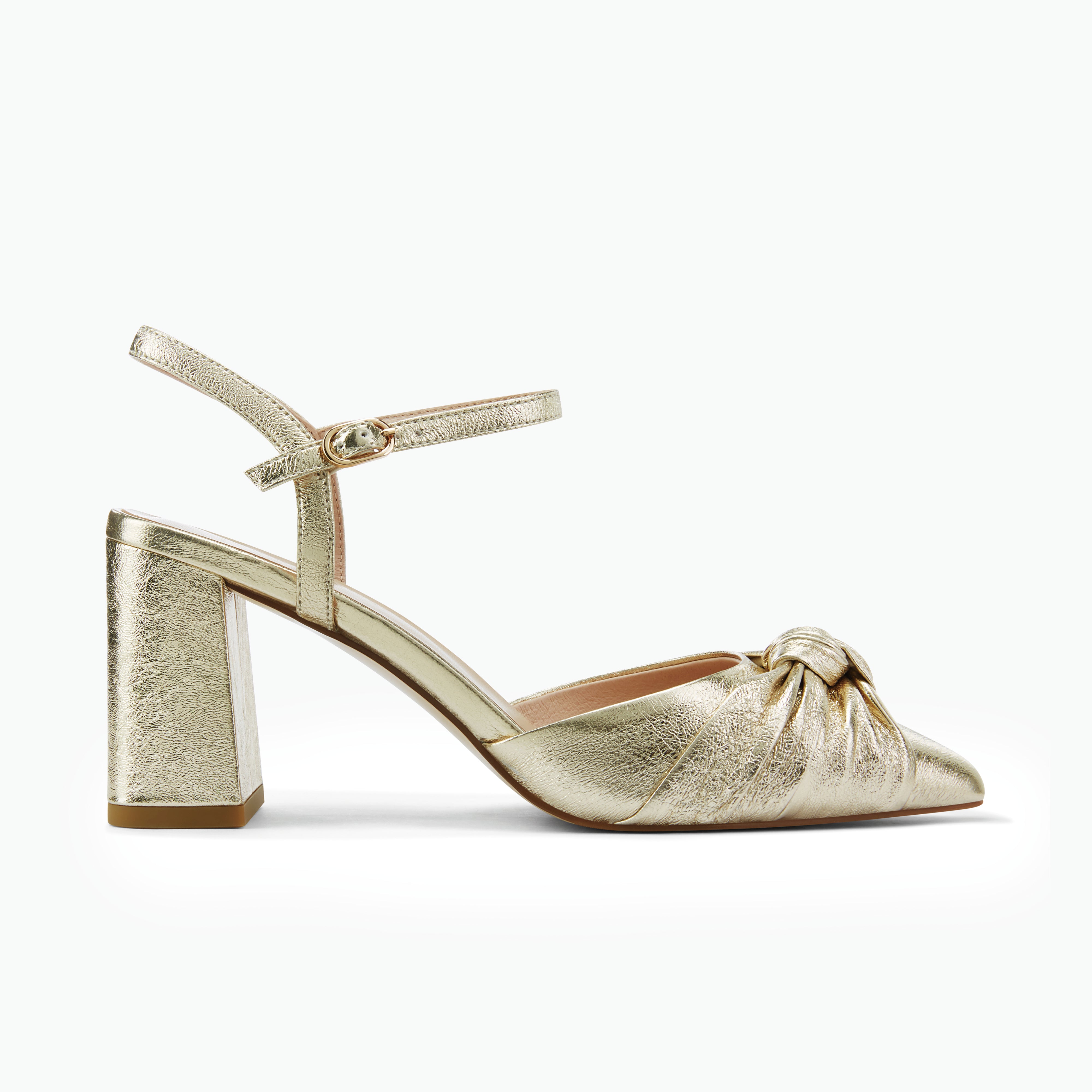 Ally Heel | Gold Leather