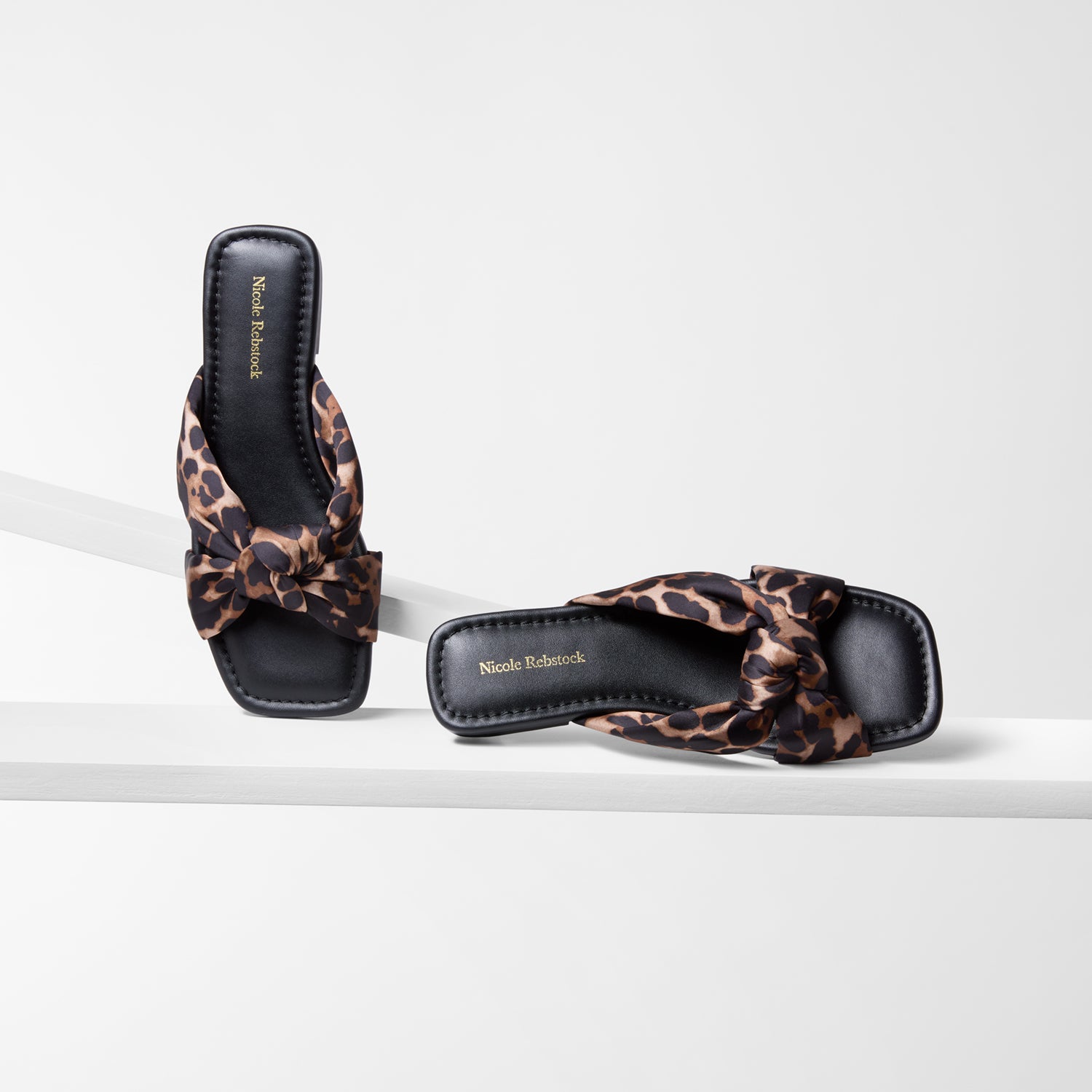 Annie Slide Sandal | Leopard Print Satin