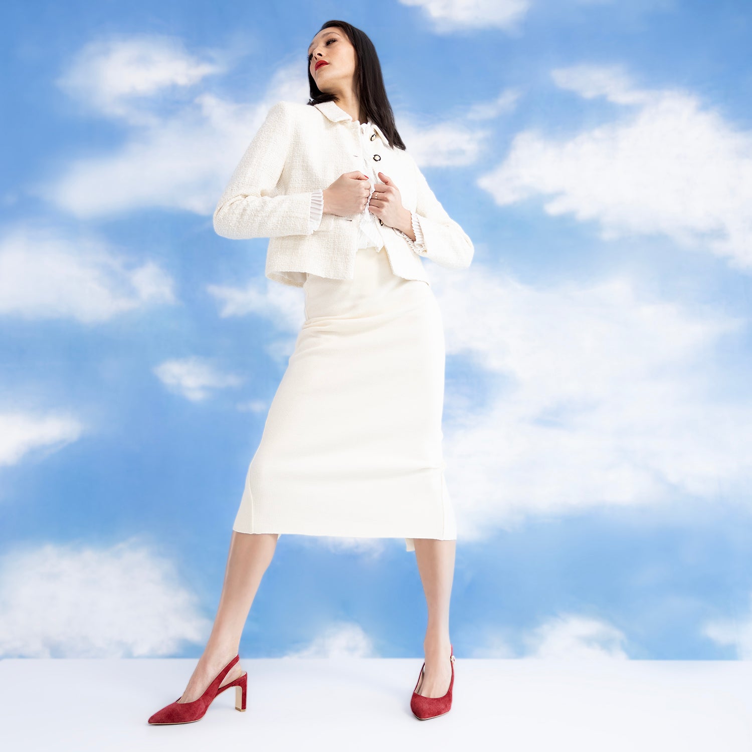 Asher Slingback Heel | Ruby suede