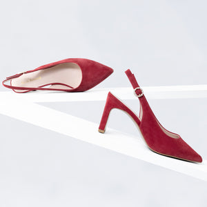 Asher Slingback Heel 75mm | Ruby suede