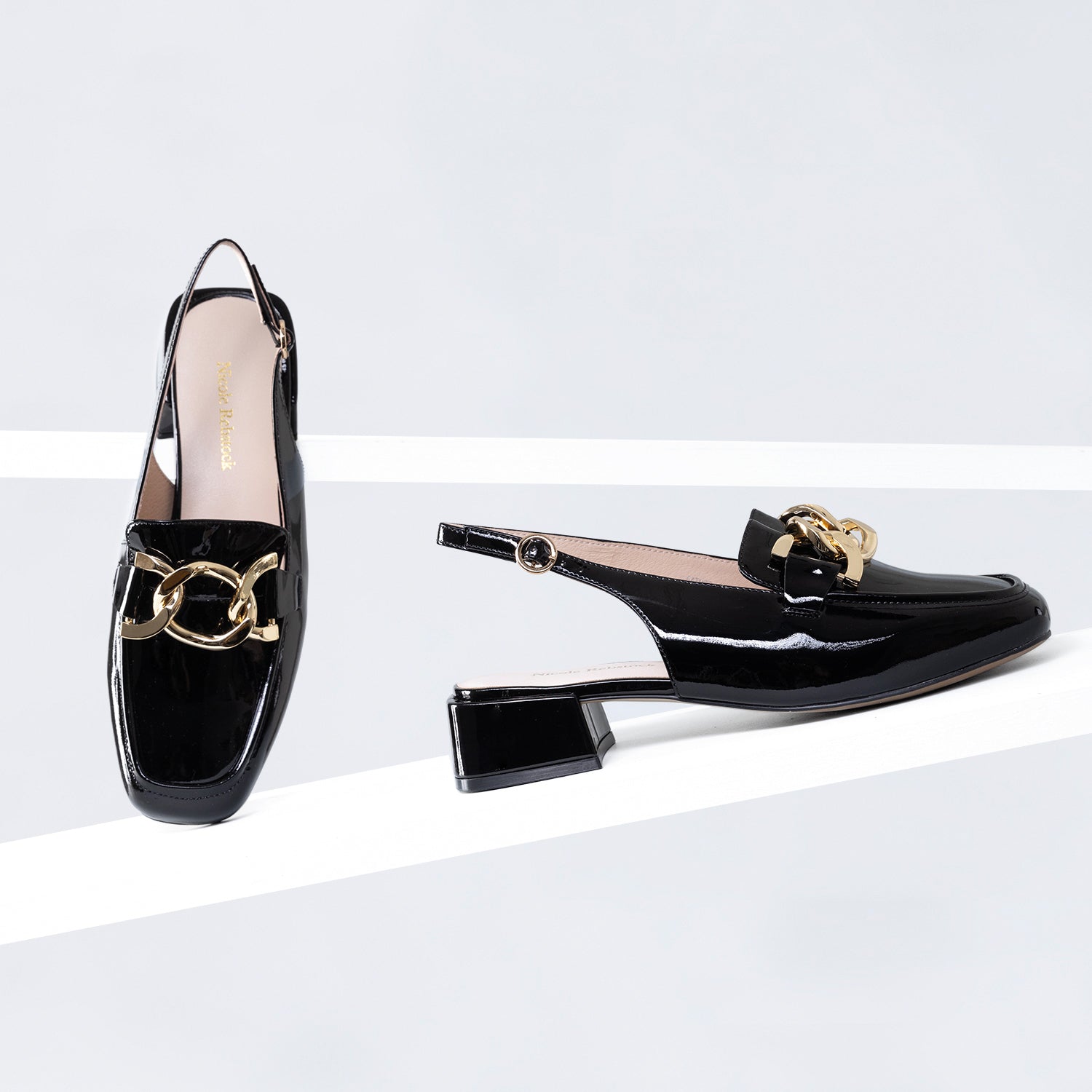 Boston Loafer Slingback 35mm | Black patent