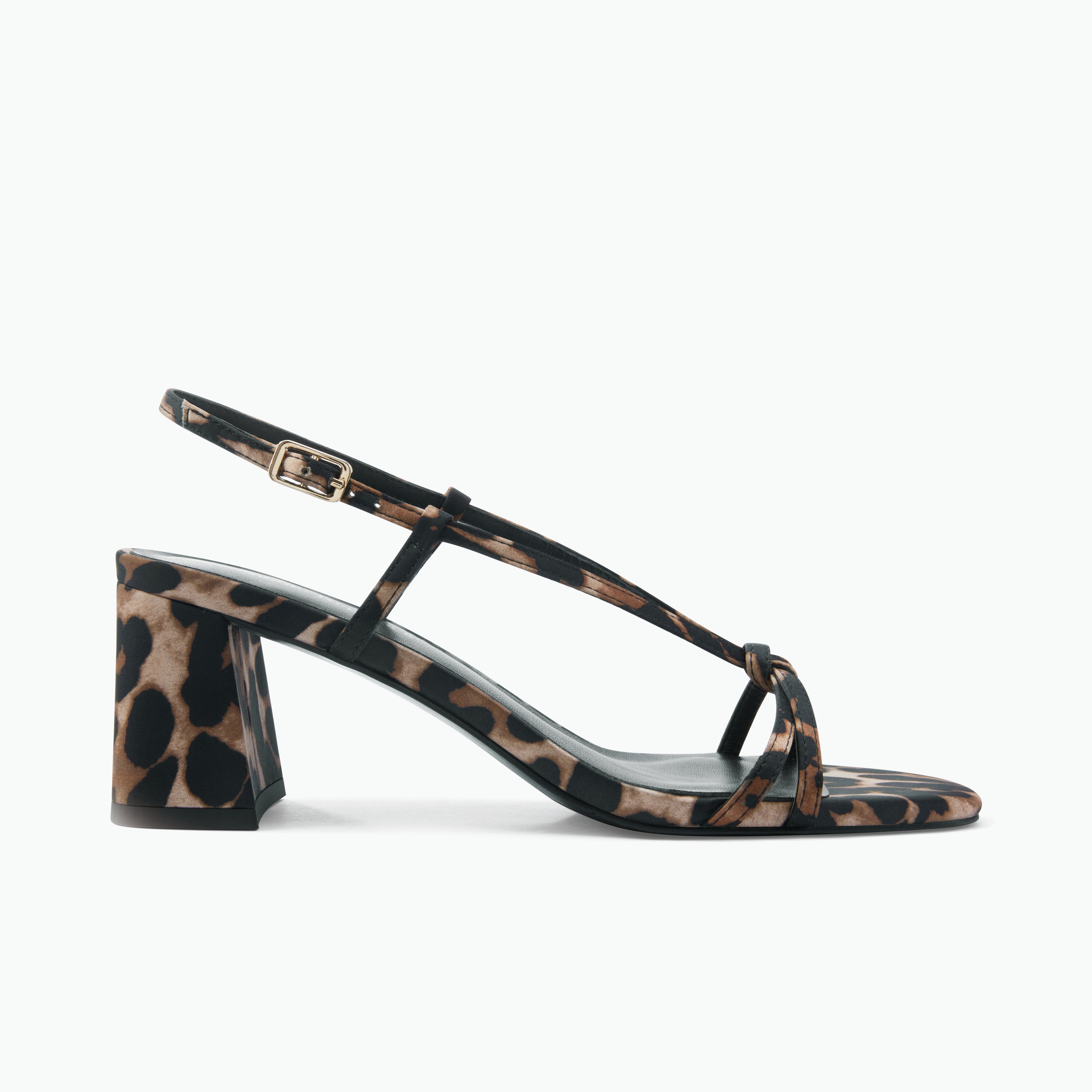 Cici Sandal Heel | Leopard Print Satin