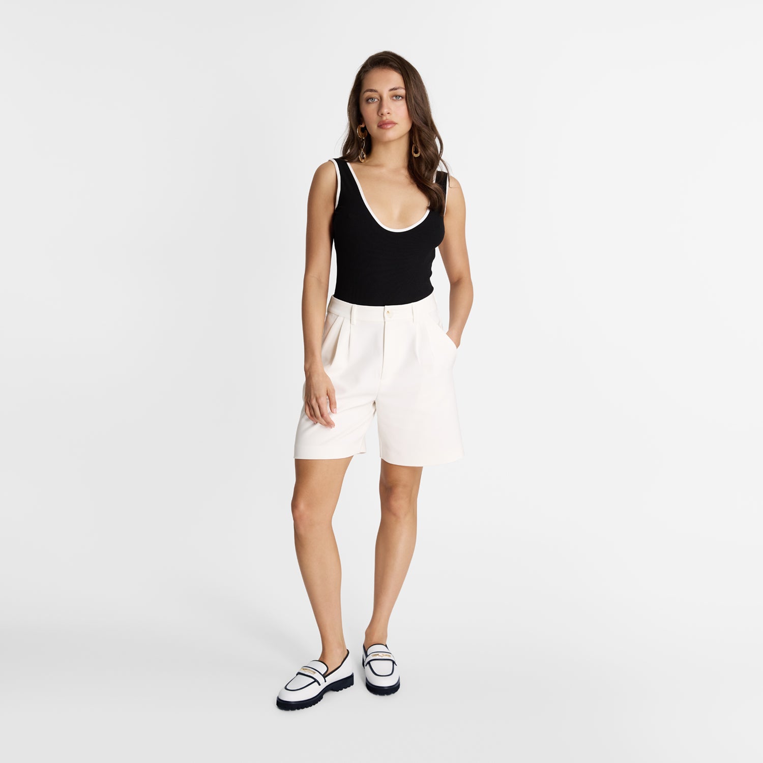 Delta Loafer | White/Black Leather