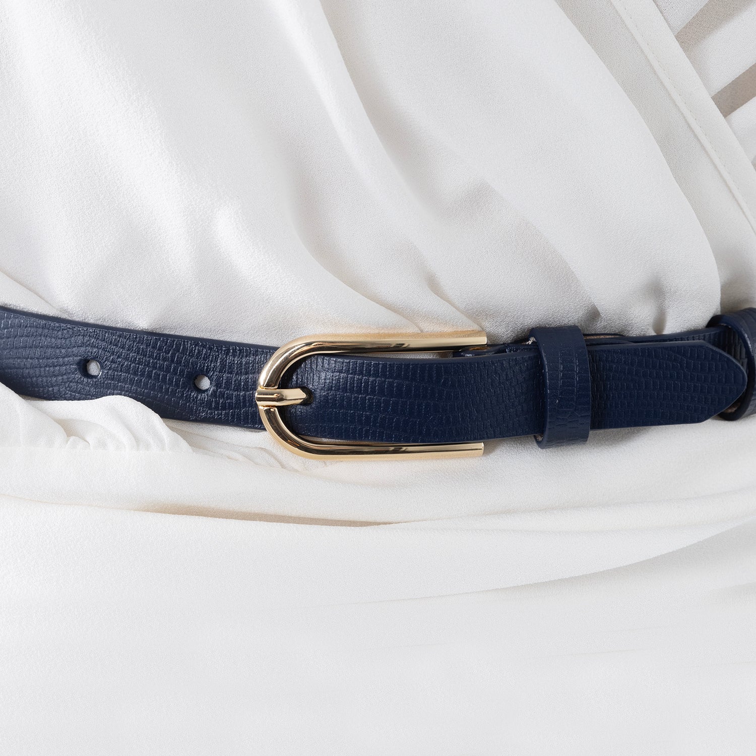 Element Leather Belt 19mm | gold navy lizard print