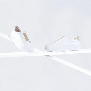 Elisa Sneaker | White/Gold leather