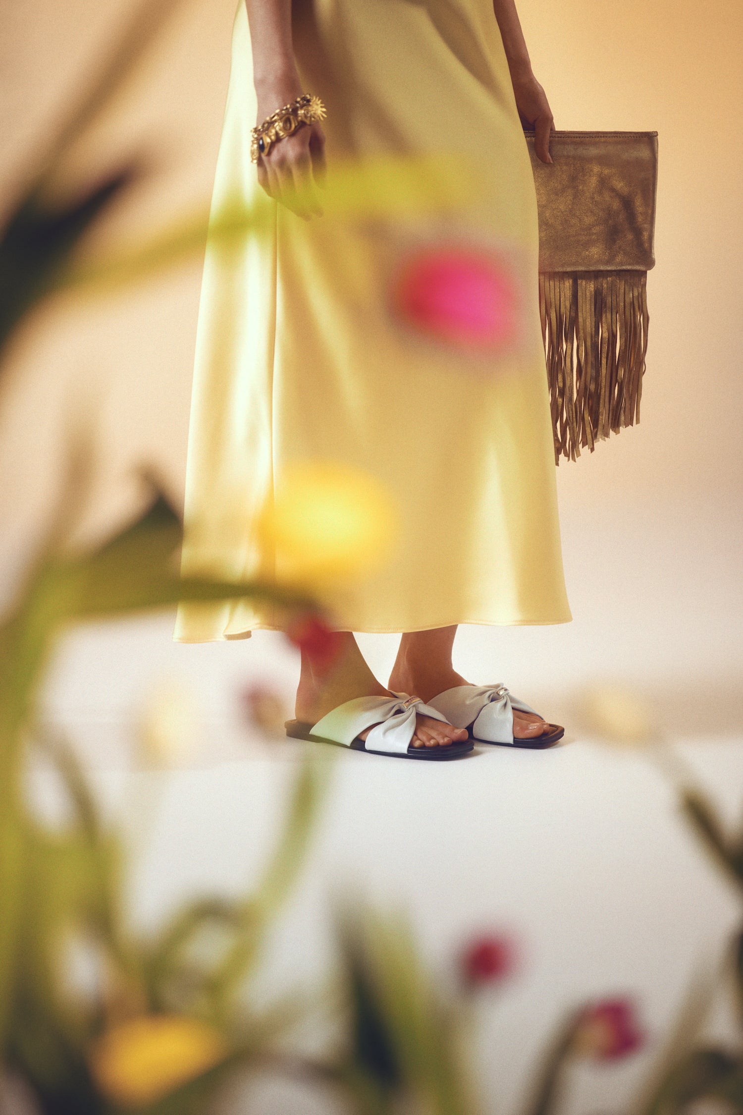 Fleur Slide Sandal | Ivory Leather