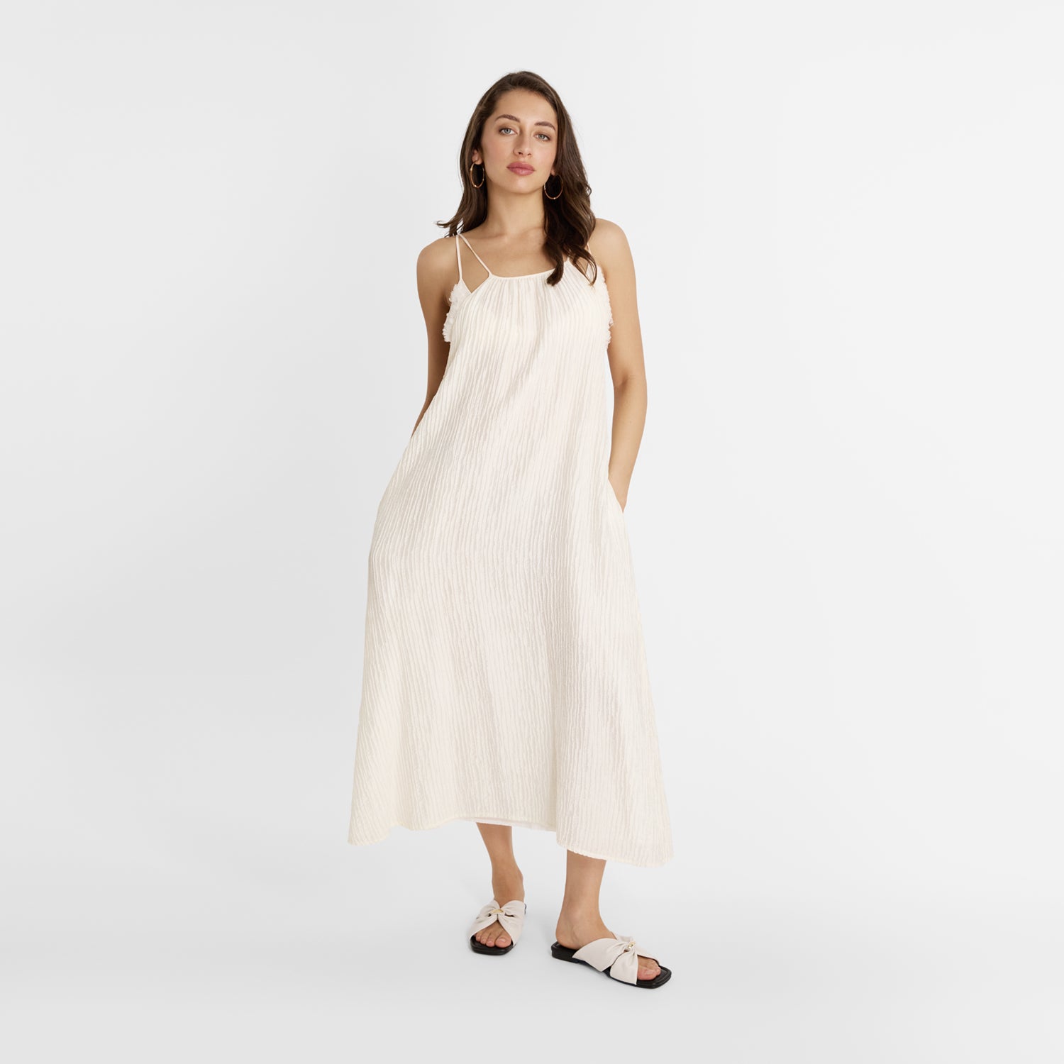 Fleur Slide Sandal | Ivory Leather