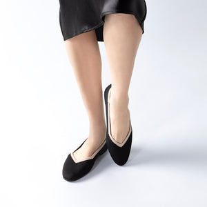 Florence Ballet Flat 15mm | Black/nude