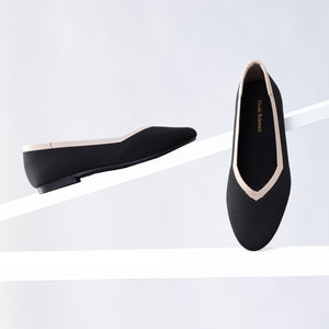 Florence Ballet Flat 15mm | Black/nude