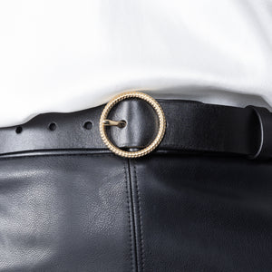 Frame Leather Belt 34mm | gold black leather