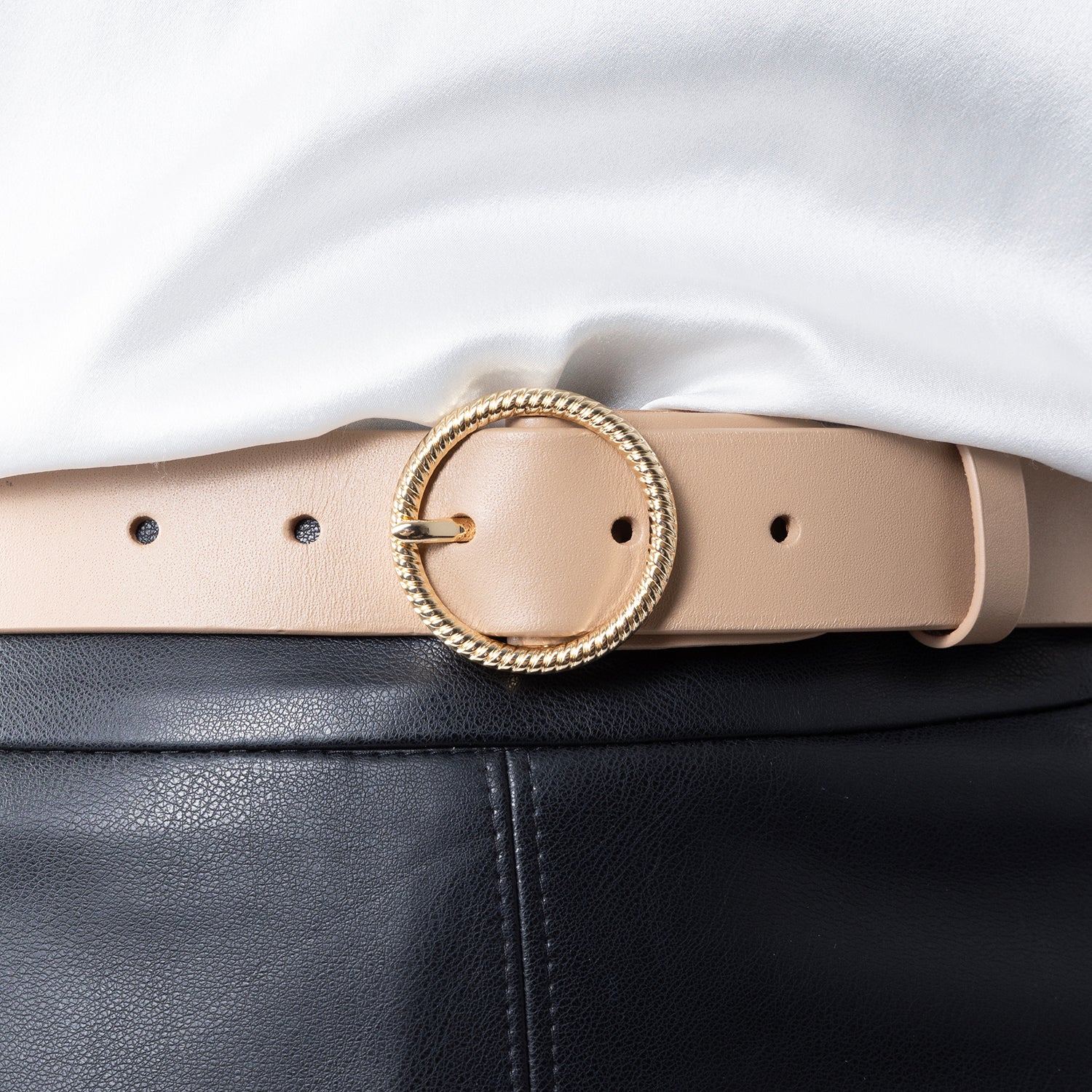 Frame Leather Belt 34mm | gold light tan leather