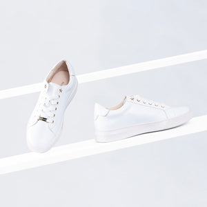 Gia Sneaker | White/Gold leather