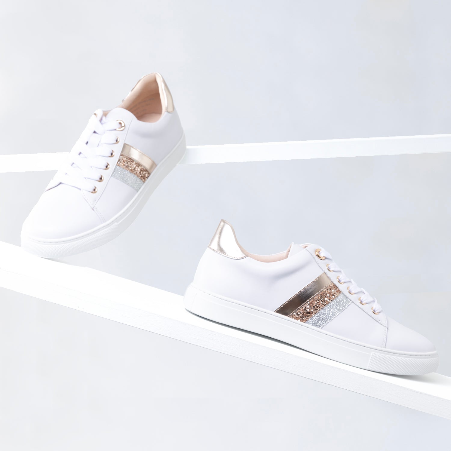 Gigi Sneaker | White/Rose Gold Combo