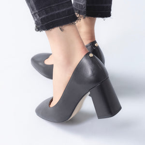 Jess Pump Heel 75mm | Black leather