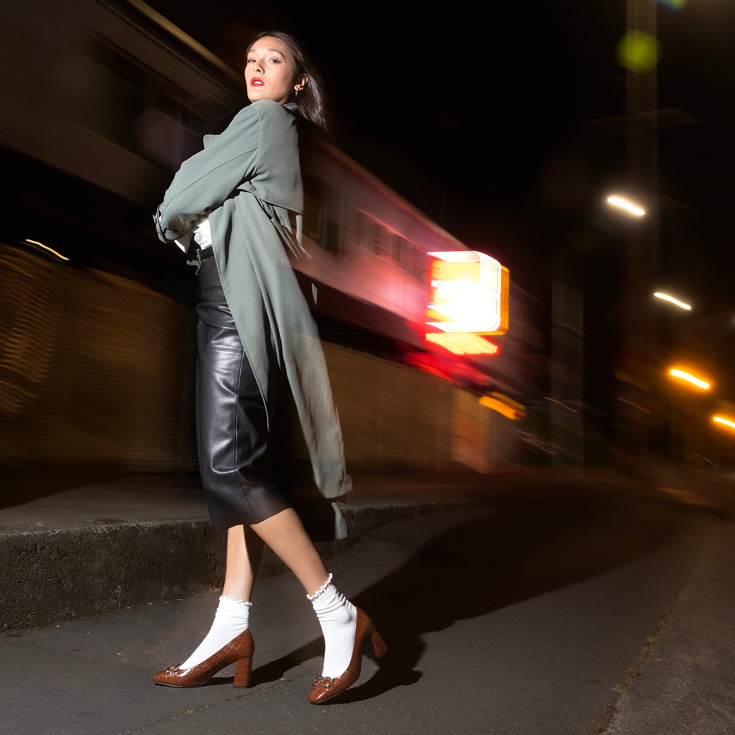 Jolie Pump Heel | Chocolate croc