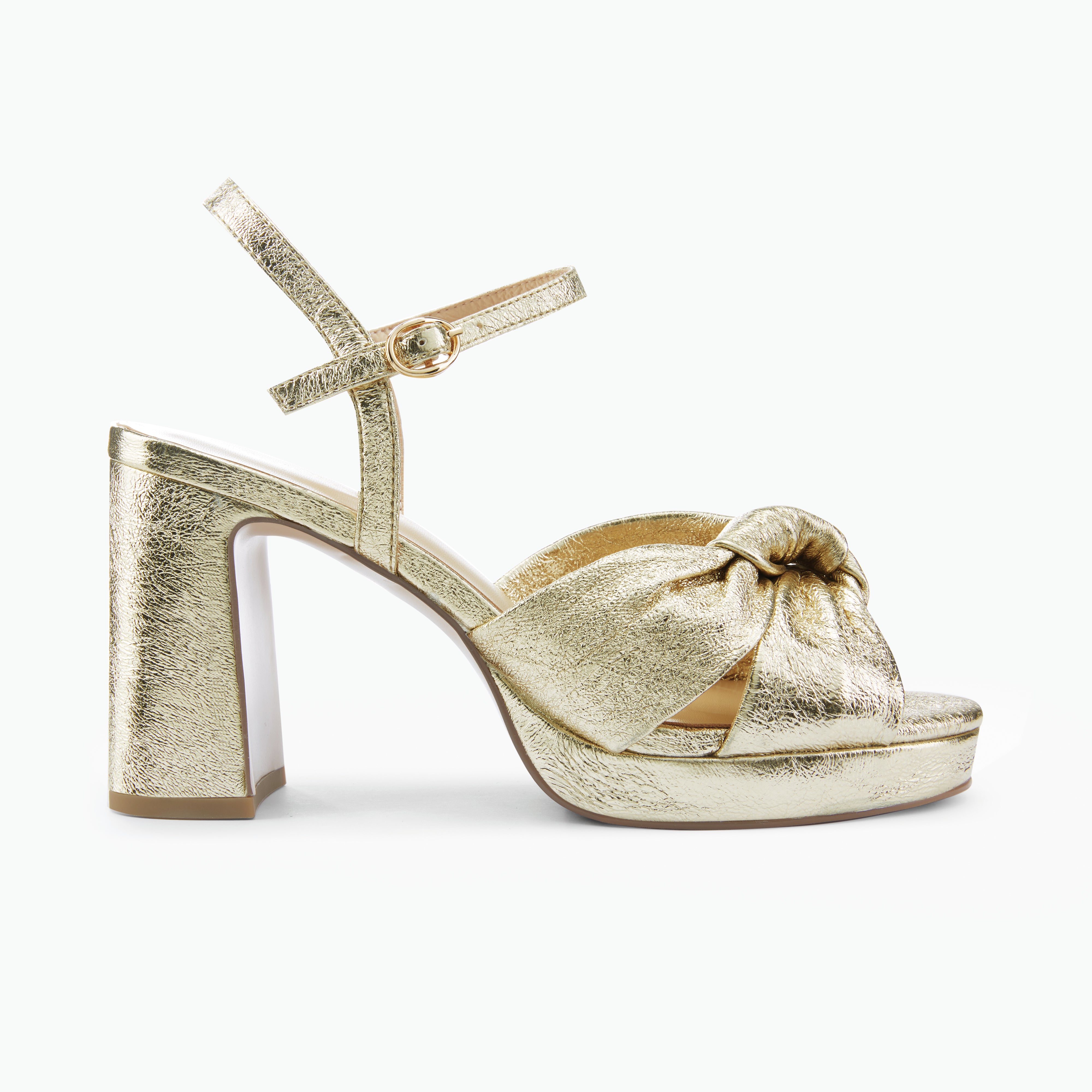 Kate Sandal Heel | Gold Leather