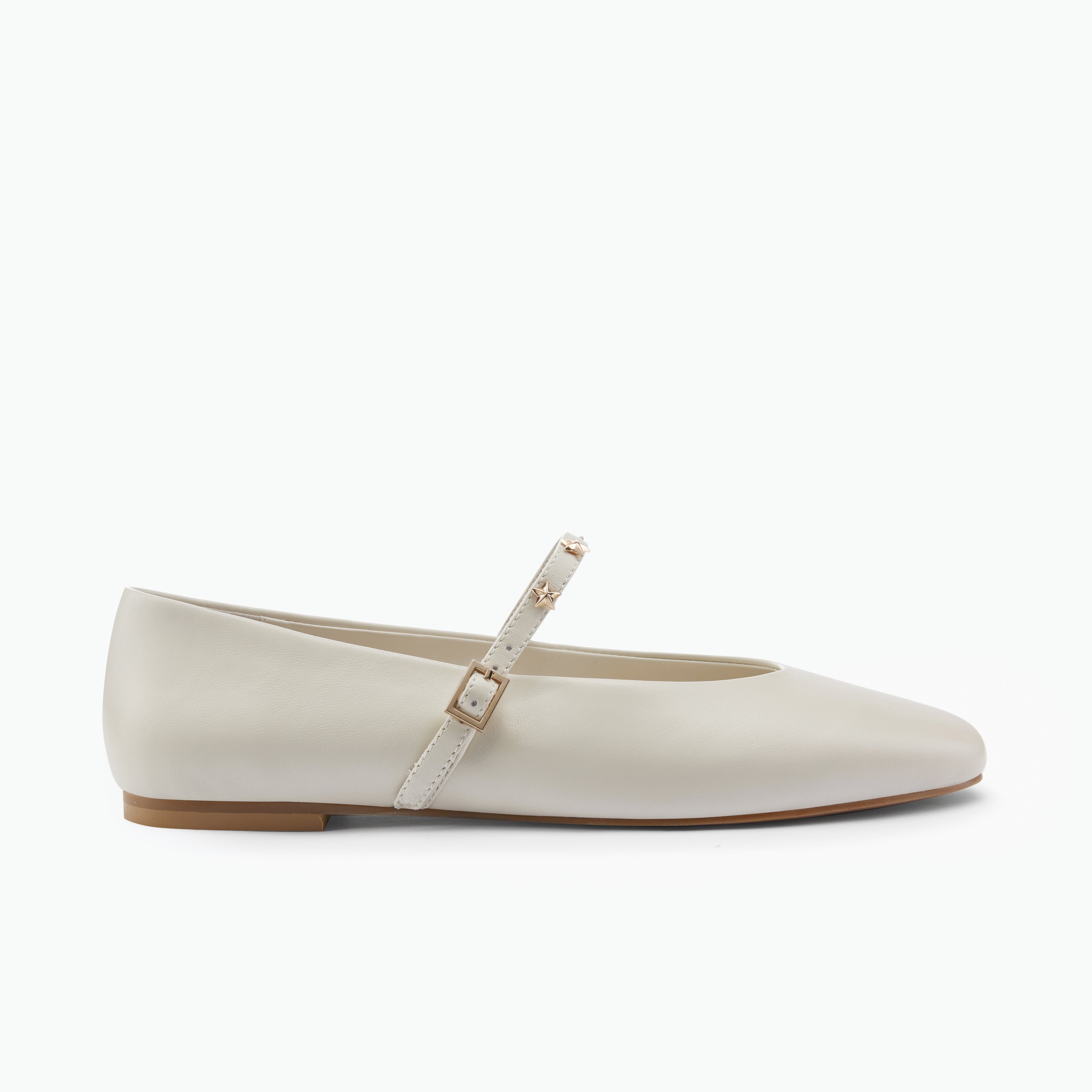Khloe Flat | Ivory Leather