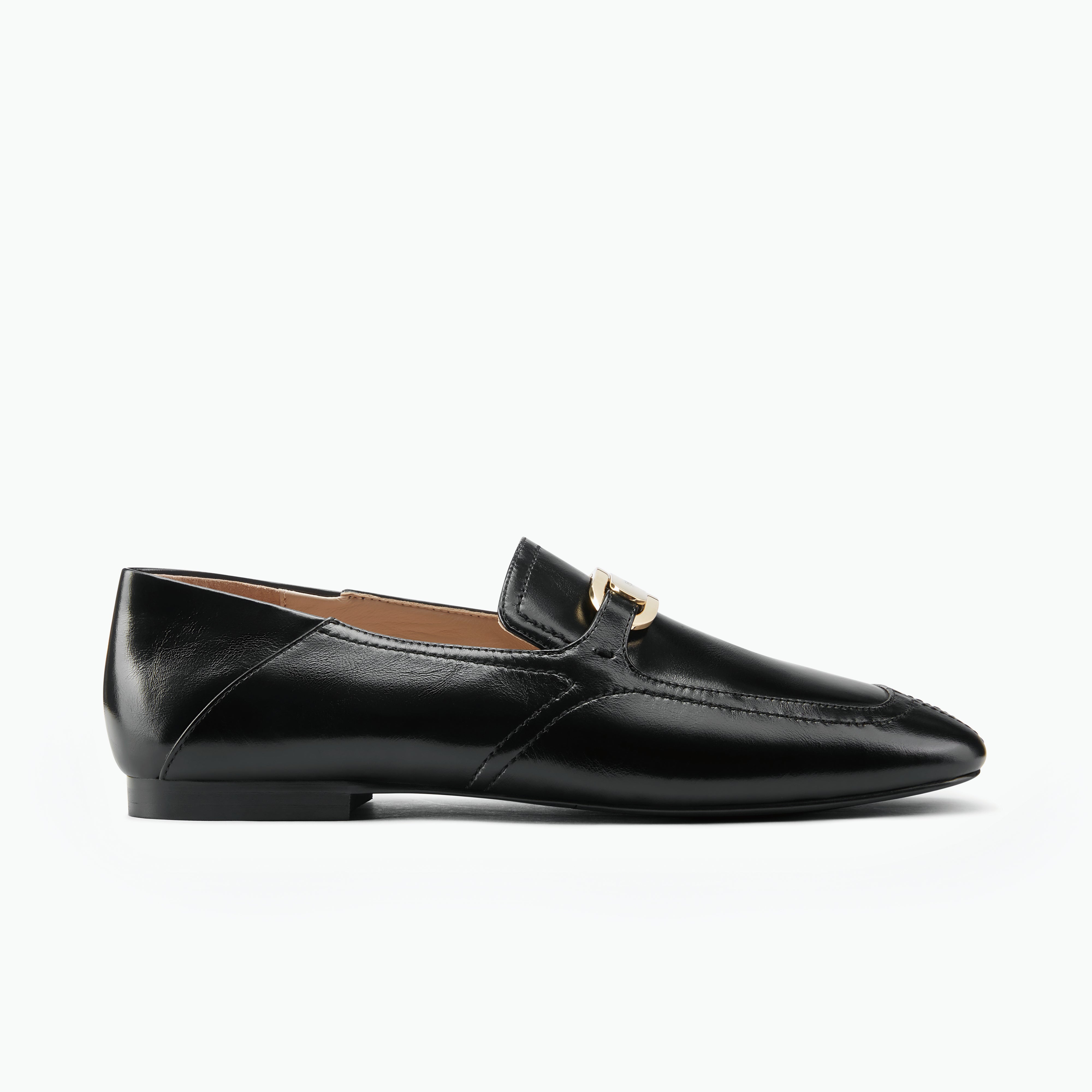 Black loafer shoe on a white background