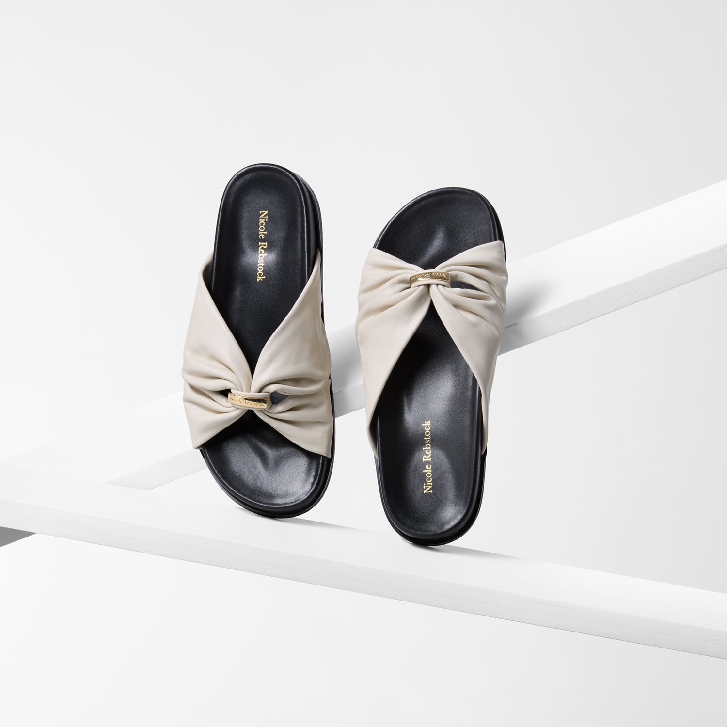 Macey Slide Sandal | Ivory Leather