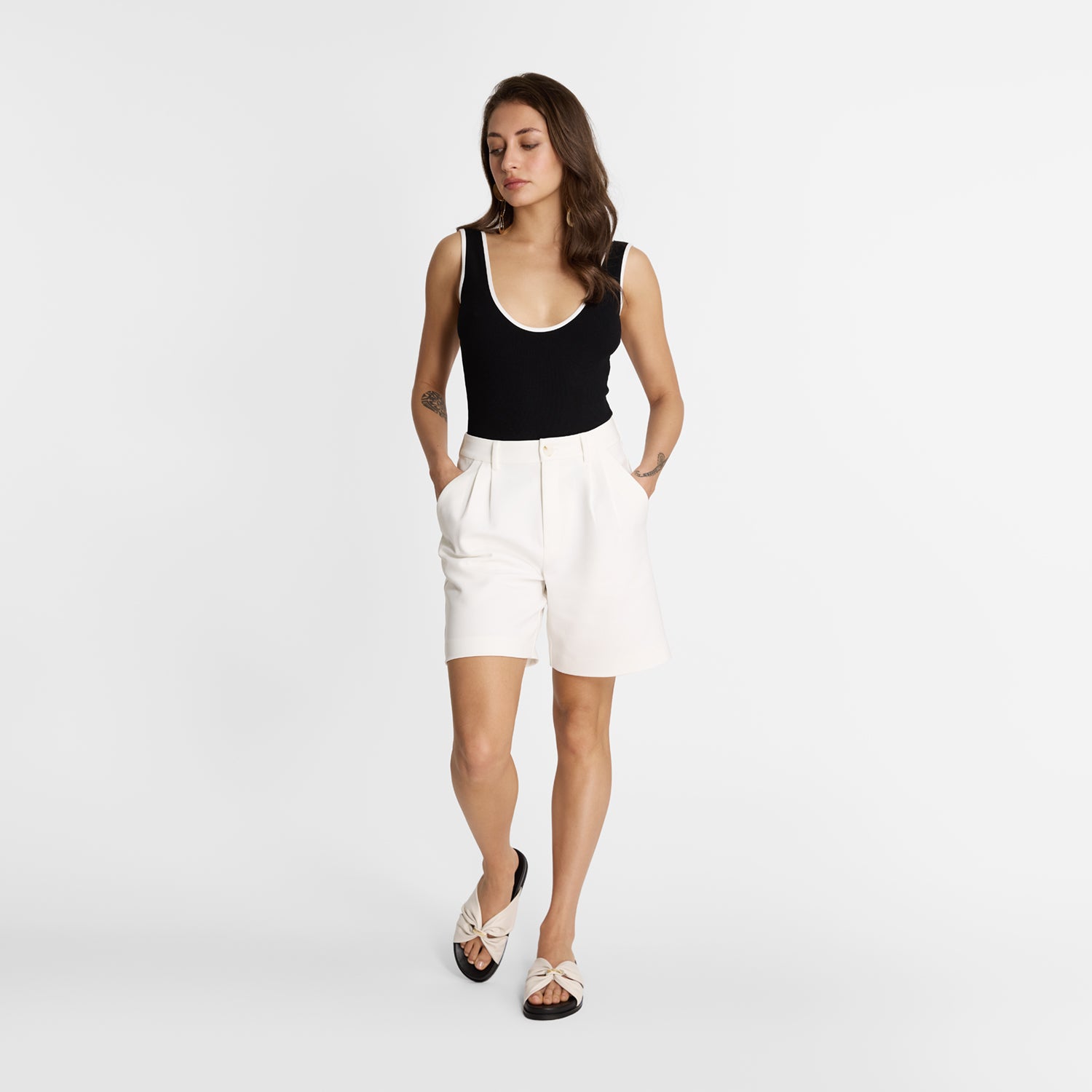 Macey Slide Sandal | Ivory Leather