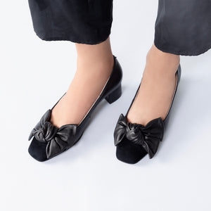Marilyn Ballet Heel 35mm | Black leather/suede combo