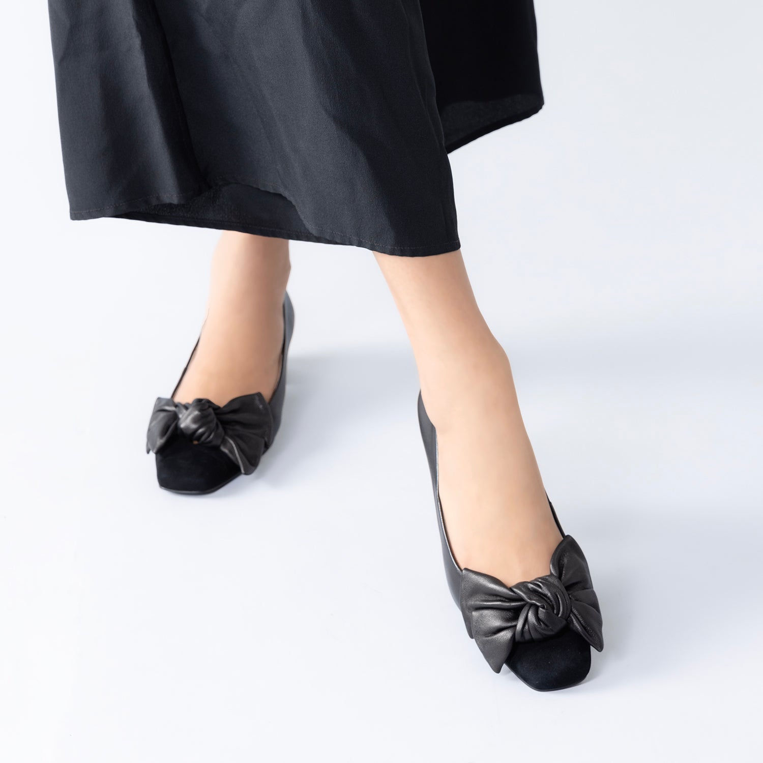 Marilyn Ballet Heel 35mm | Black leather/suede combo