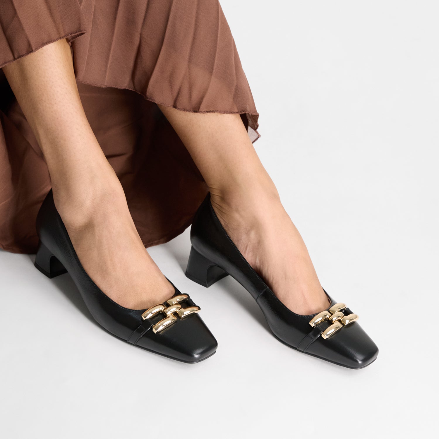 Mist Heel Black Leather