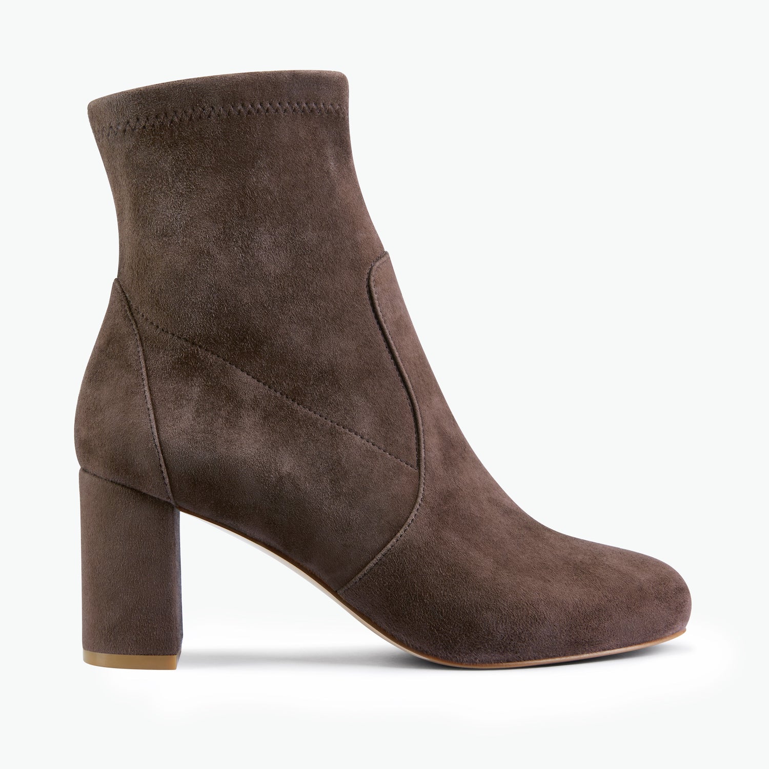 Brown suede ankle boot on a white background