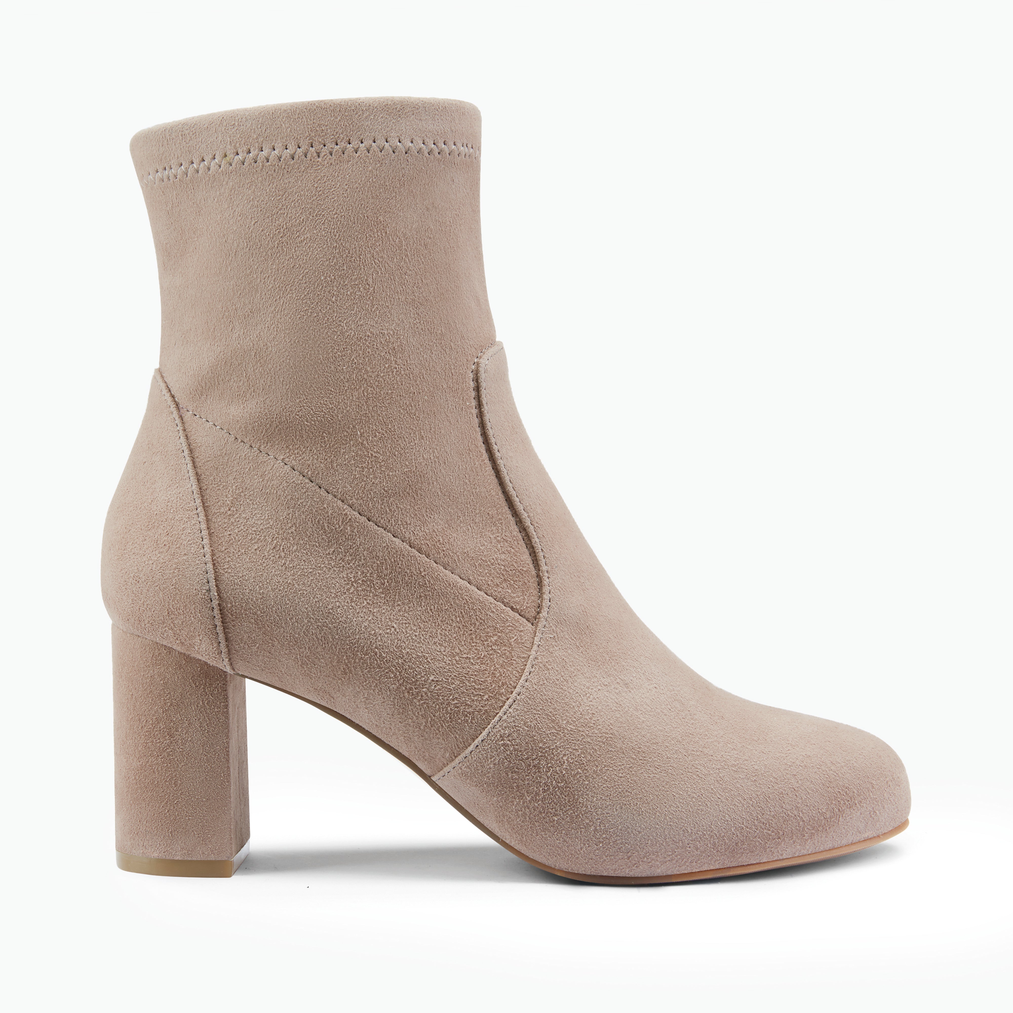 Nude suede stretchy ankle boot