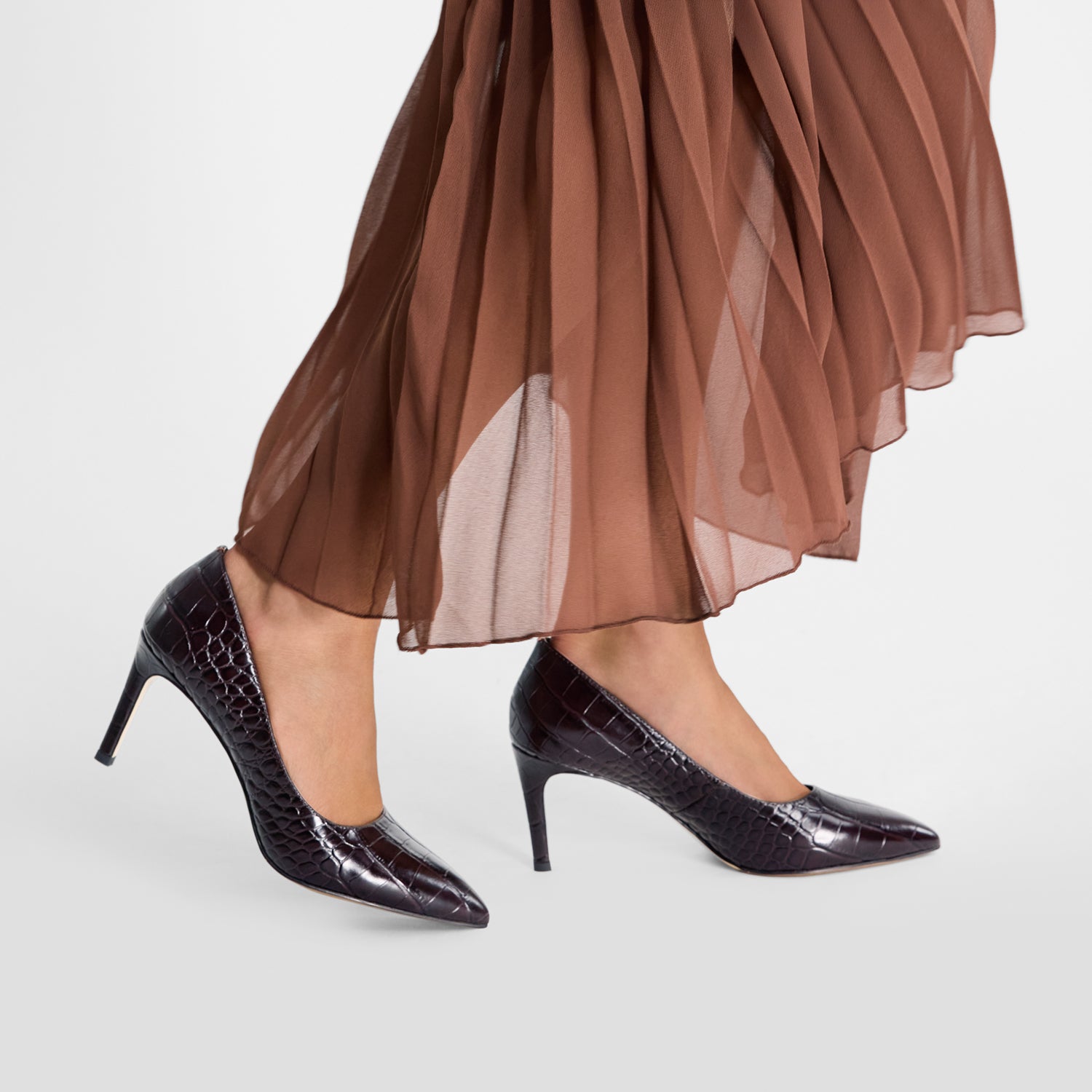 Model close up of Nemesis pumps by Nicole Rebstock with 7.8cm heel.