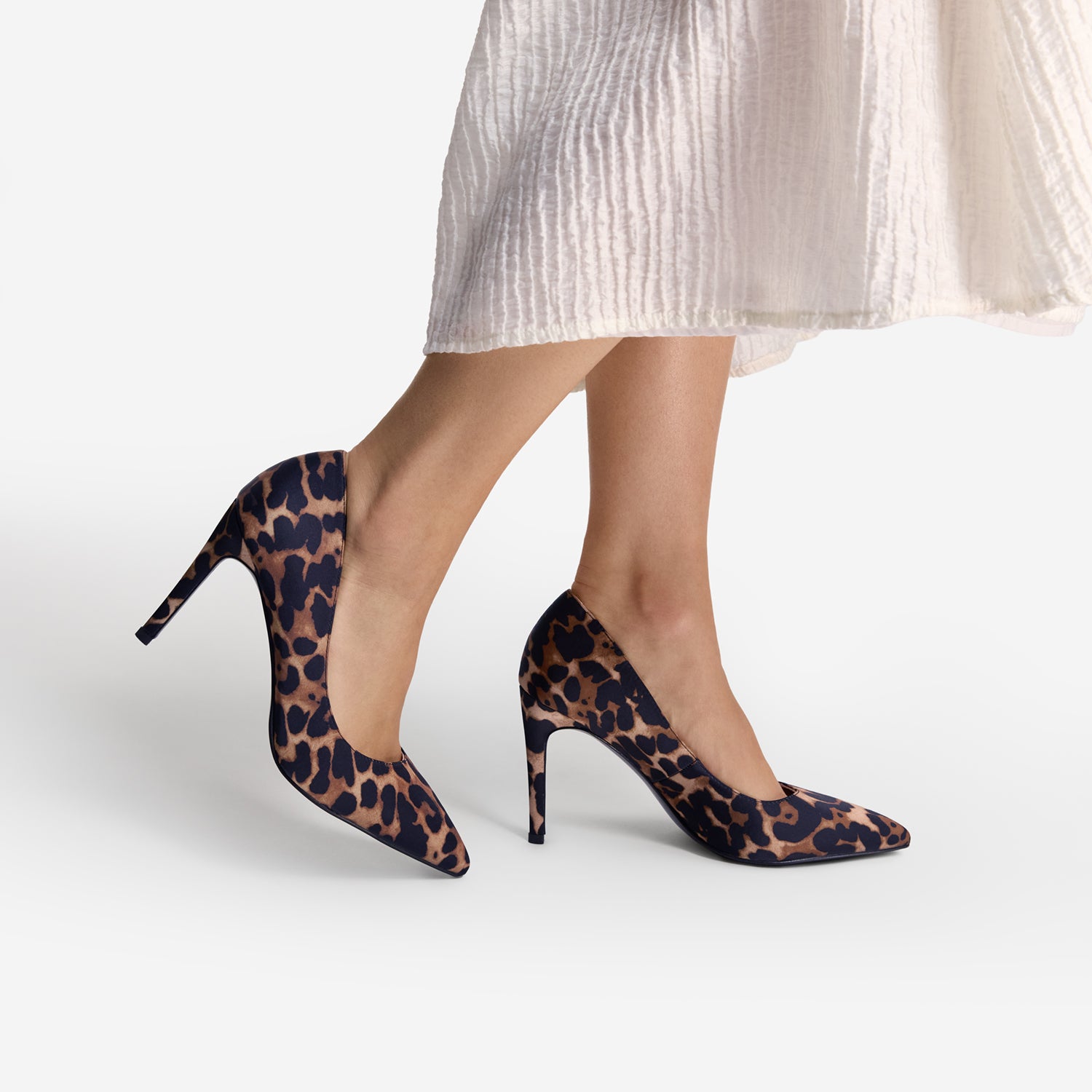 Nemesis 95mm Heel | Leopard Print Satin