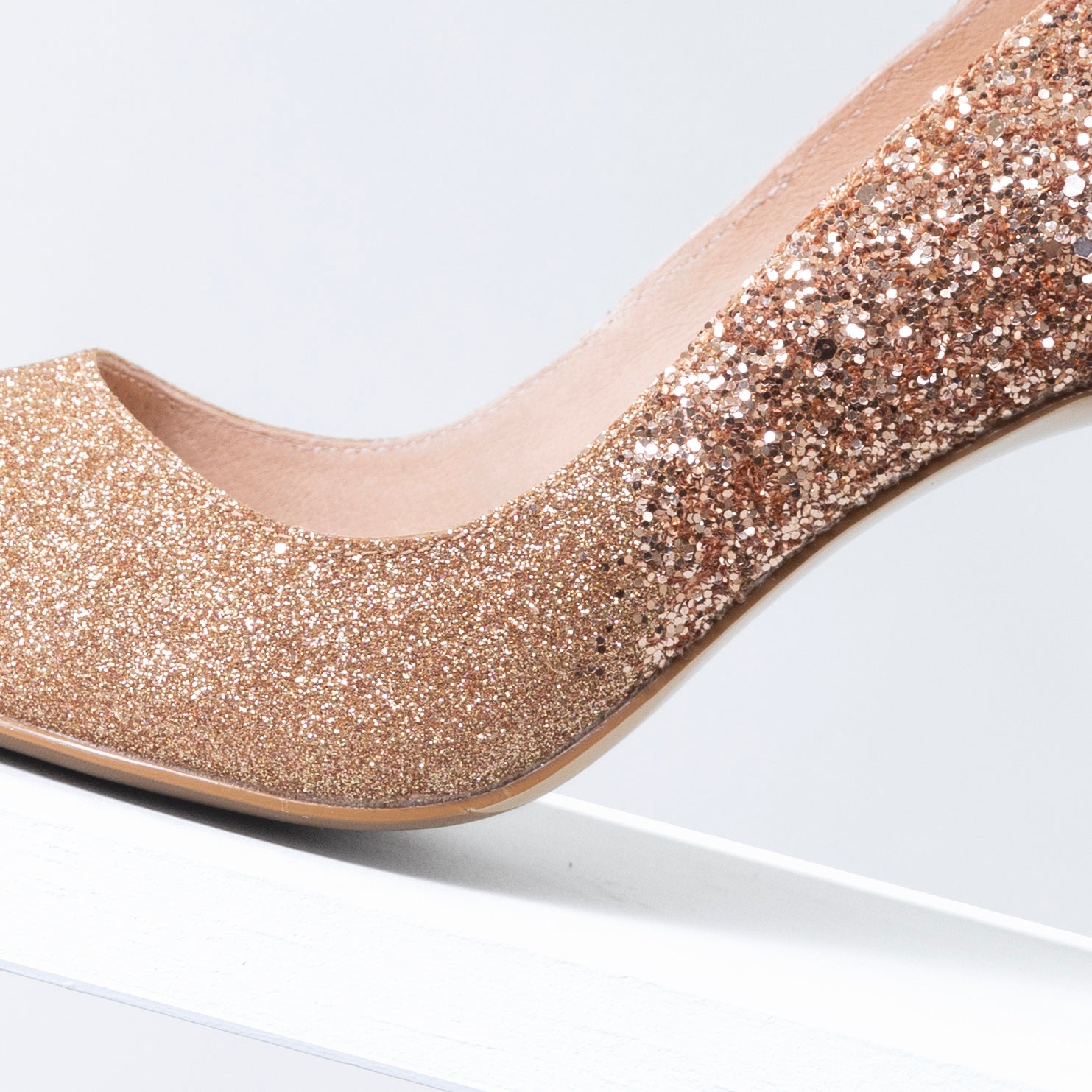 Nemesis Ltd Ed. Heels 95mm | Rosé glitter