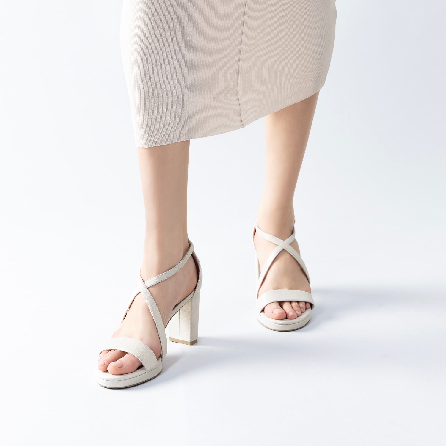 Pippa Platform Sandal 85mm | Muted shimmer