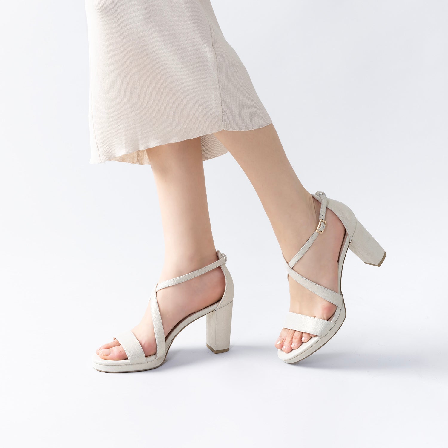 Pippa Platform Sandal 85mm | Muted shimmer
