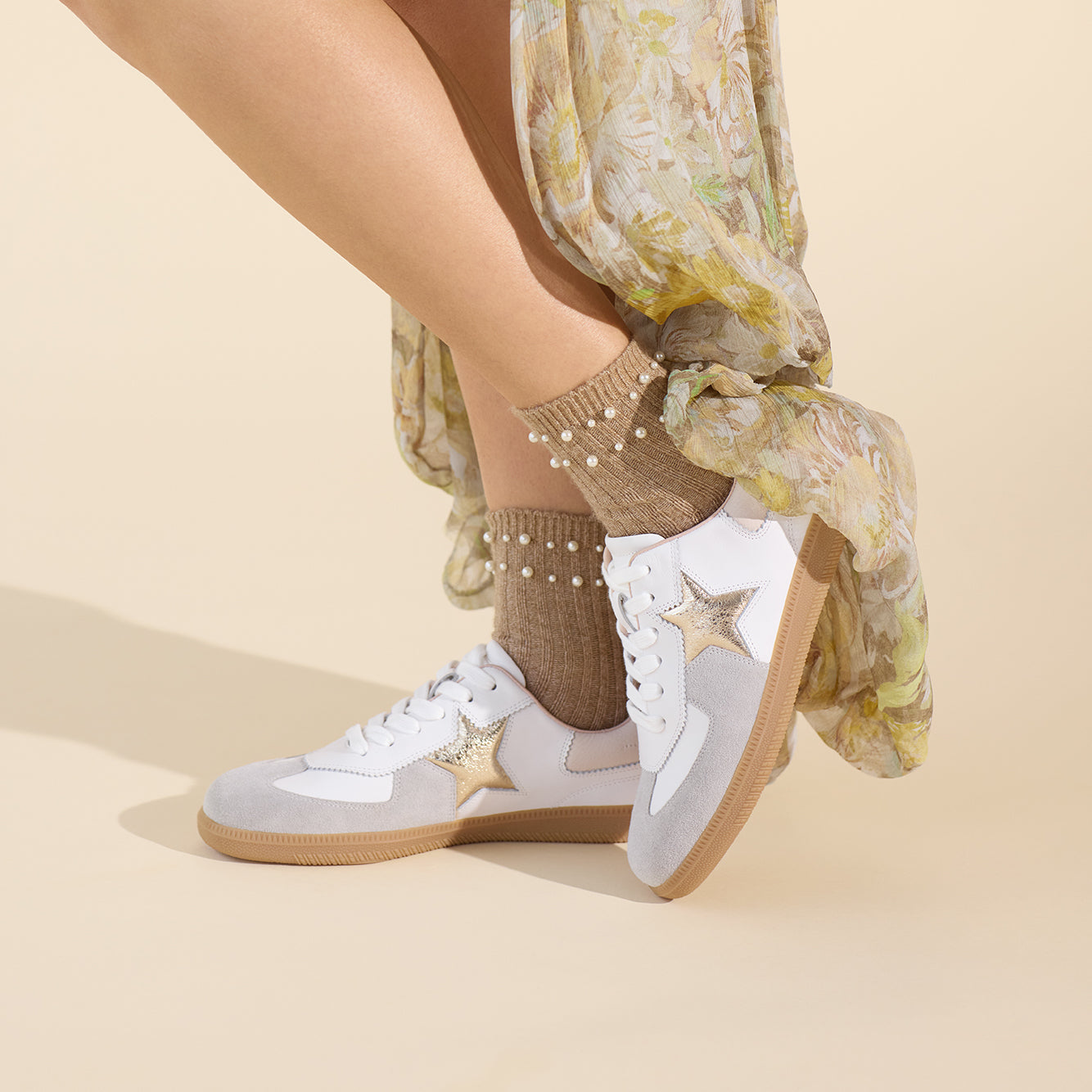 Amelia Sneaker | White/Grey/Nude Combo