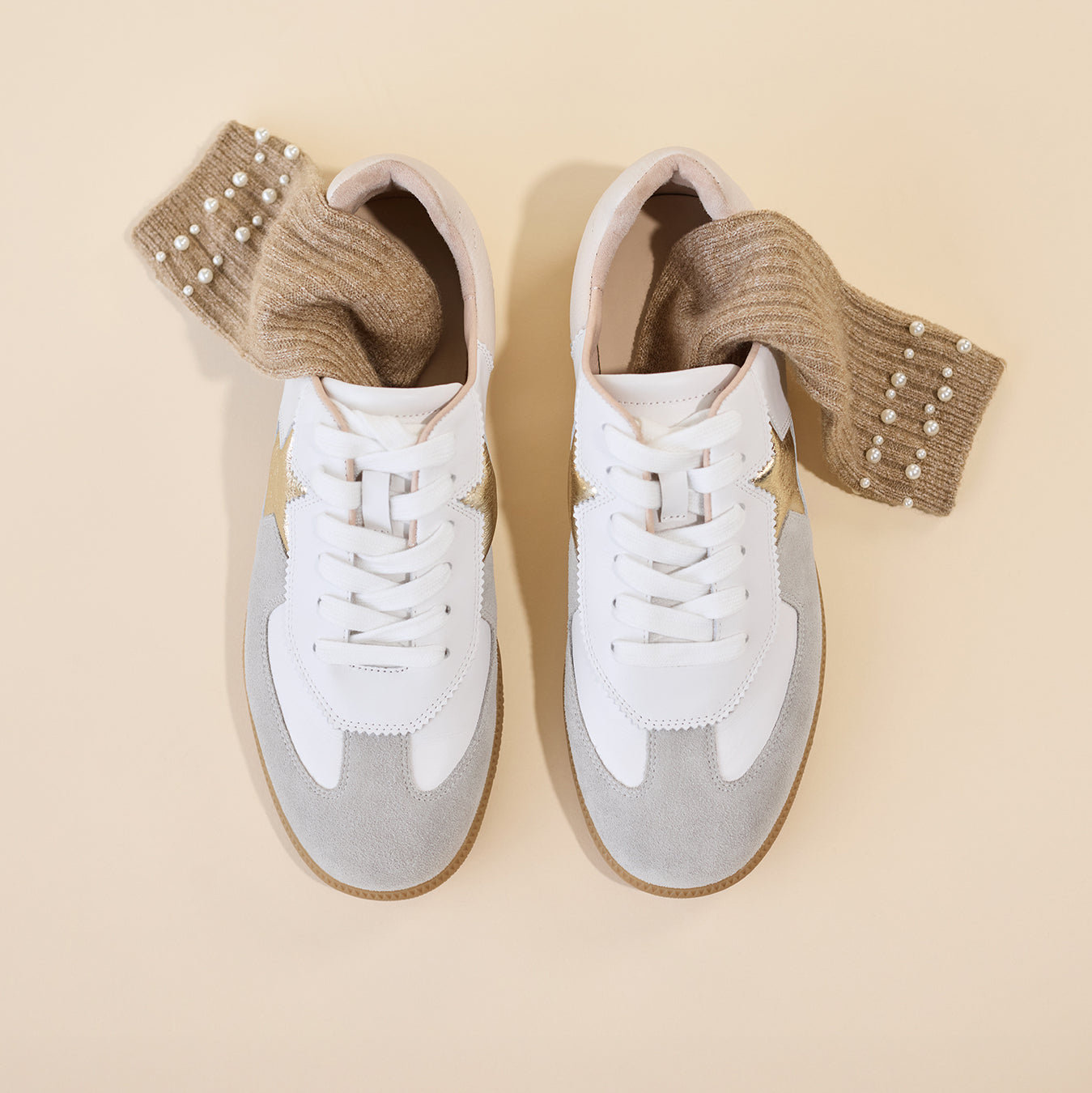 Amelia Sneaker | White/Grey/Nude Combo