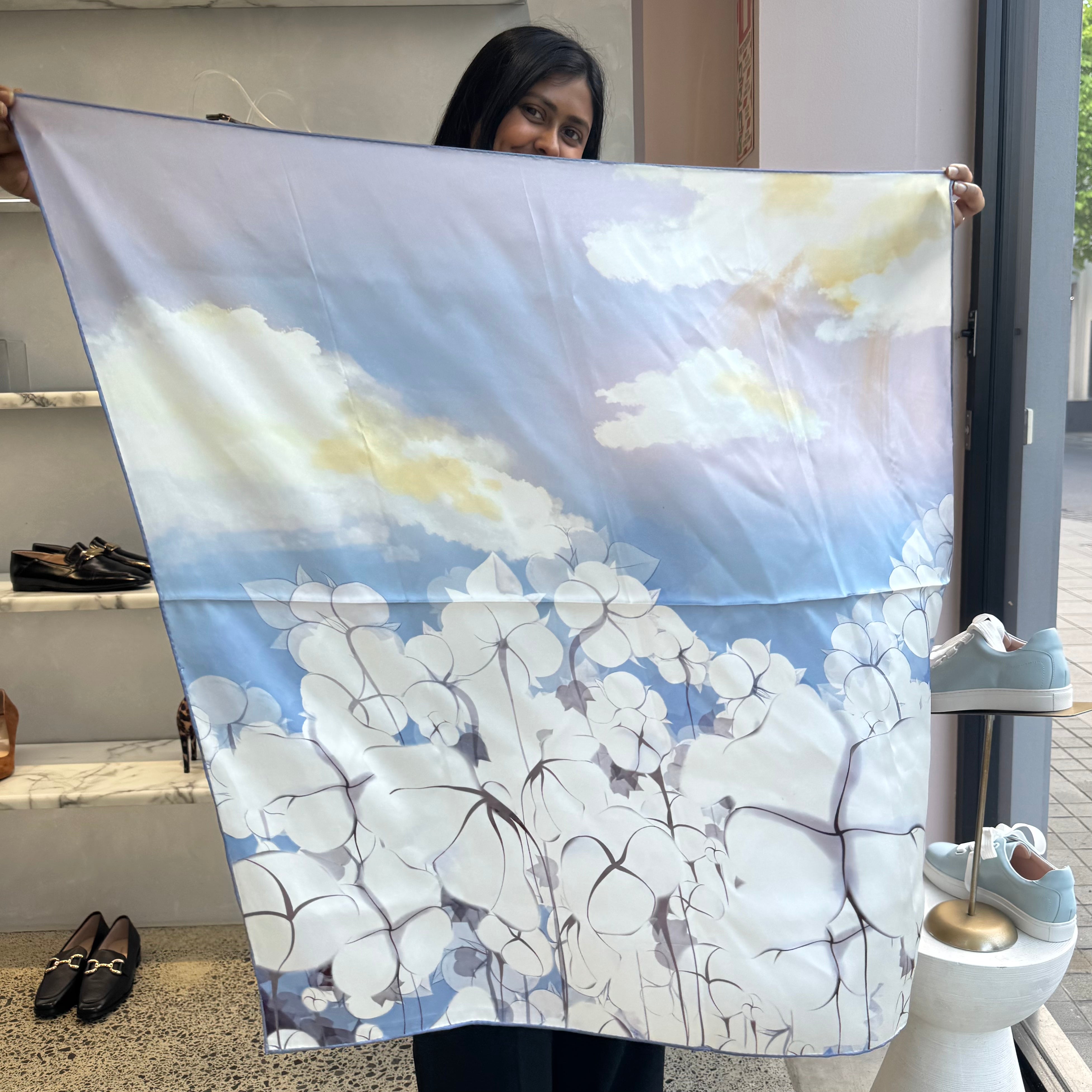 Twilight in the Meadow Silk Scarf 90x90