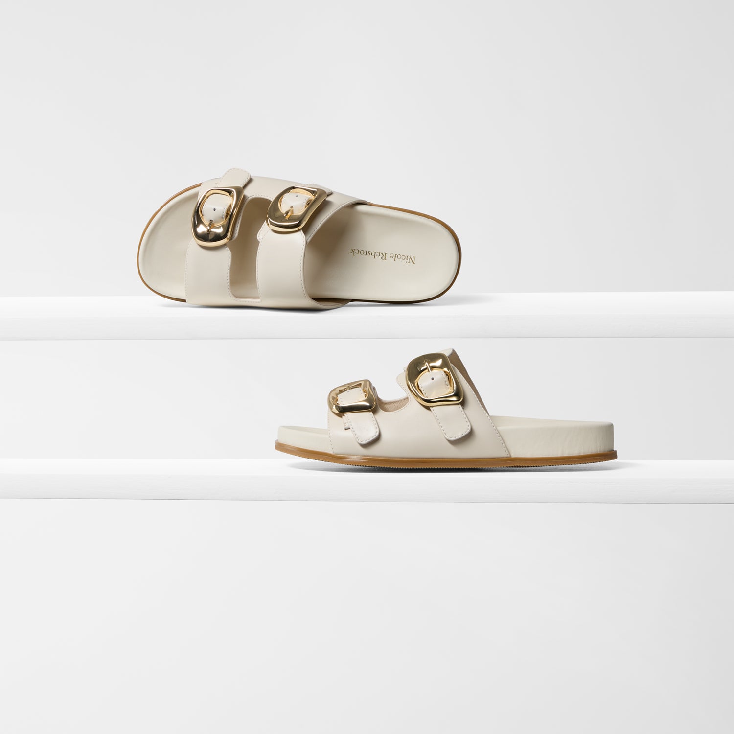 U-DOT サンダル　SLIDE SANDALS SHRINK IVORY Umi Slide Sandal ivory Leather Women's Slides | Nicole Rebstock NZ