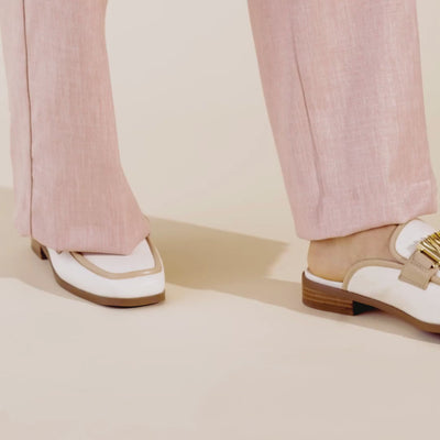 Summer campaign video of model wearing Brooklyn mules.