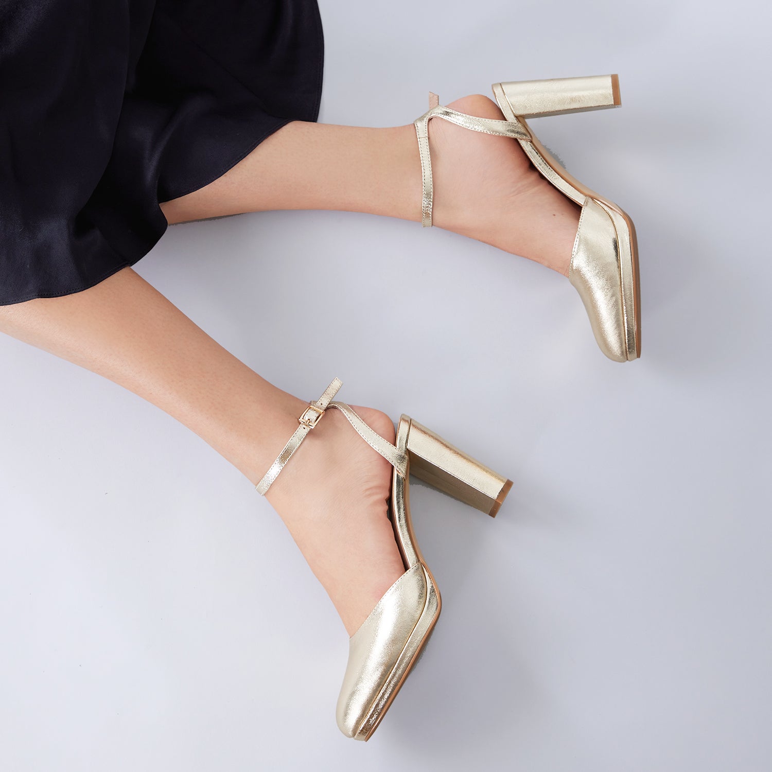 Blakely Platform Heel 95mm | Muted gold leather