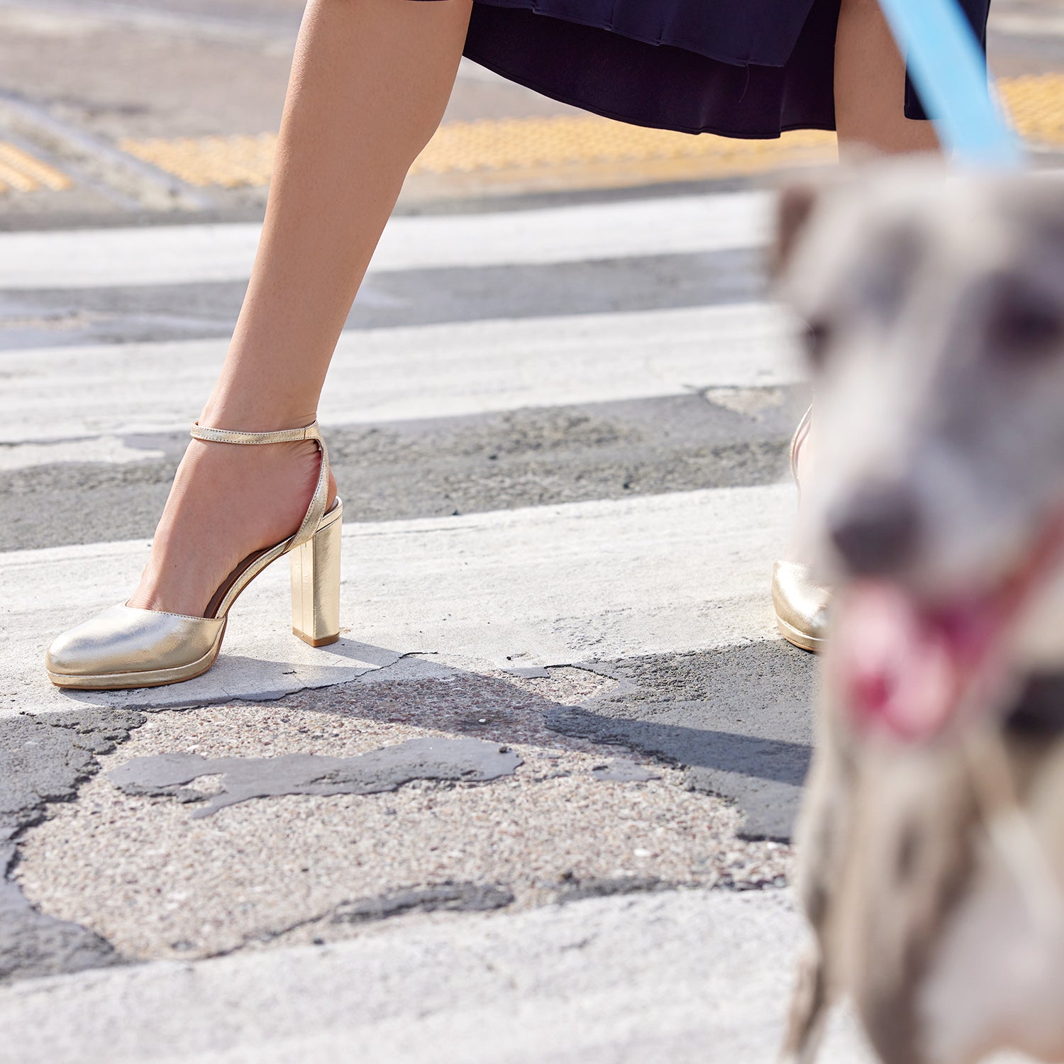 Blakely Platform Heel 95mm | Muted gold leather