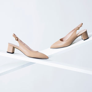 Carolyn Slingback Heel 50mm | Mocha leather