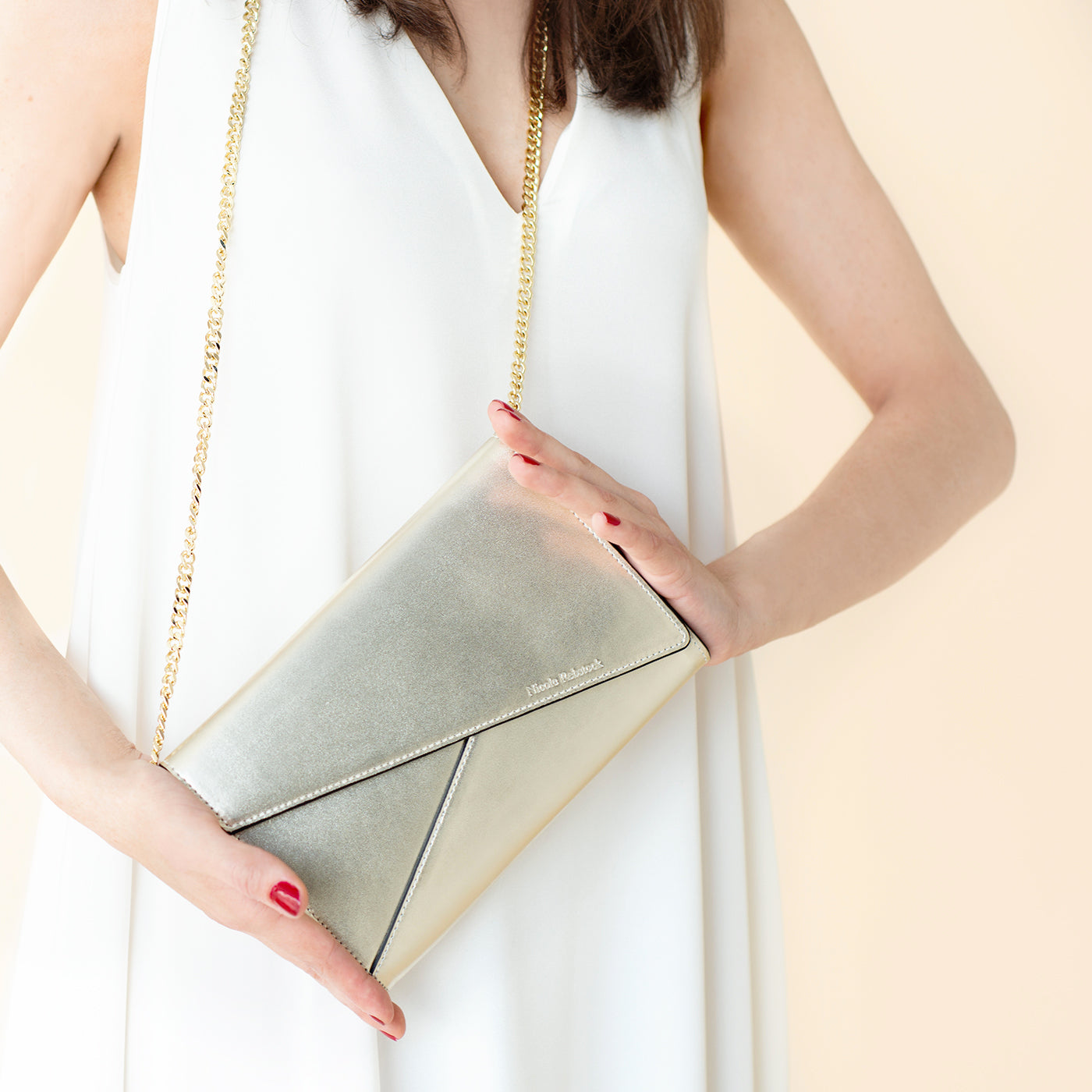 Dana Clutch Bag | Champagne leather