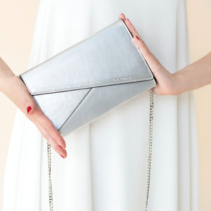 Dana Clutch Bag | Silver leather