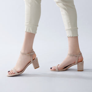 Dania Sandal Heel 65mm | Sand suede