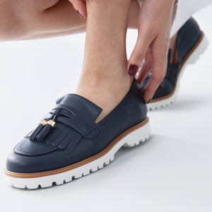 Demi Loafer | Steel blue leather